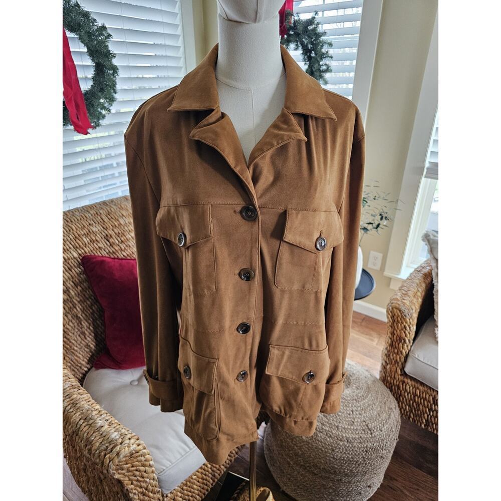 Tularosa X Revolve Zion Camel Faux Suede Shirt Jacket Women's Size S EUC